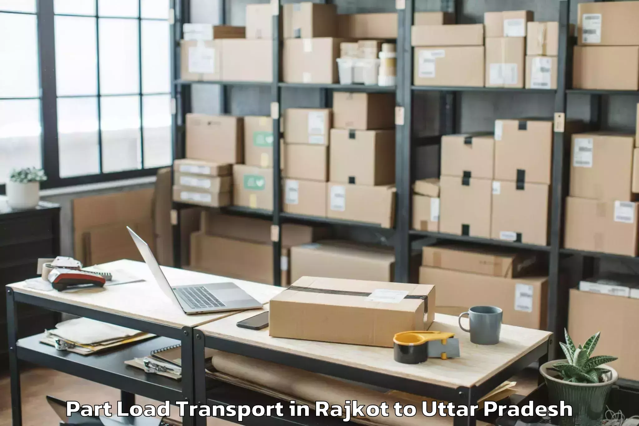 Top Rajkot to Safipur Part Load Transport Available